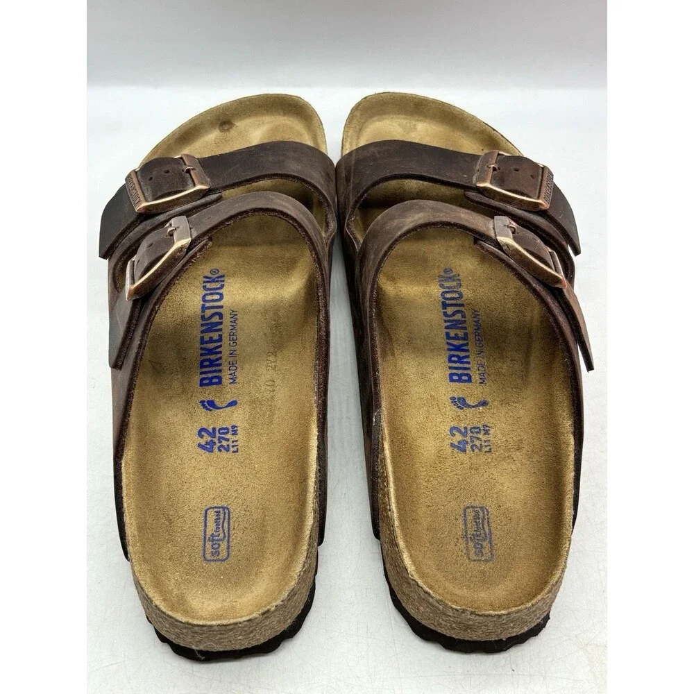 Birkenstock Arizona Leather Mocha Soft Footbed Sandals Shoes Women’s 11 Mens 9